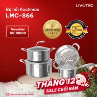 Kochmax KMC-866 premium 4 Piece stainless steel pot set, 3 layers at the bottom, Cooks Fast, Retains
