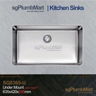 sgPlumbMart Kitchen Sink Stainless Steel Undermount 635x420x245mm SQ8365-U