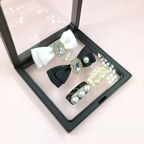 New Pet Head Decoration Classic Black and White Hair Clip Dog Hair Clip Set Gift Box Pearl Bow Clip