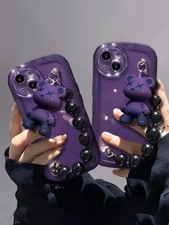 小熊吊飾手機殼帶掛繩適用於 Iphone 11、iphone 13、iphone 14 Pro Max Grunge