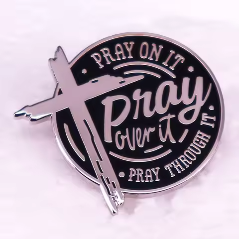 pray on it pray over it pray through it badge Enamel Pin Christian brooch Prayer gift jewelry
