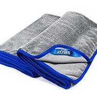 SHSCLY Microfiber Car Wash Towel, Super Absorbent Drying Cloth with Extra Water Absorbent, Thick Twist Pile, Large, Blue Rim, 29.1 x 33.1 inches (74 x 84 cm), Pack of 2