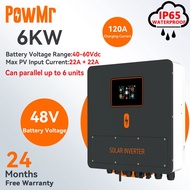 PowMr 3KW/6KW 24V/48V Hybrid Solar Inverter Pure Sine Wave 230VAC Output Built-in 100A MPPT Solar Ch