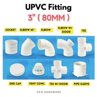 UPVC Pipe Fittings White 80mm 3" UPVC Pipe Connector UPVC Elbow 80mm 3" UPVC Tee 80mm UPVC End Cap