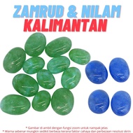 Batu Zamrud Kalimantan dan Nilam Kalimantan Tanpa Sarung Cincin Alpaka / Batu Permata Buatan Manusia