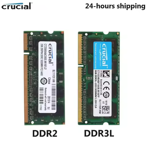 CRUCIAL SODIMM RAM NotebookMemory DDR2 DDR3L 667Mhz 800MHz 1333MHz 1600MHz 1866MHz SODIMM Ram 1.35V 