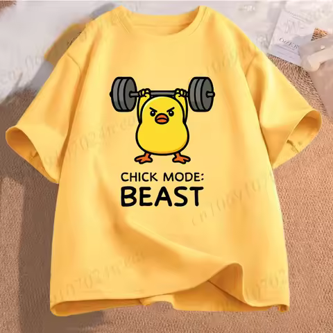 Funny Workout Gym Women's T-Shirts,Humor Duck T-Shirts,Cute Chick Lifting Weights Tops Tees,Fitness 