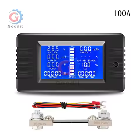 PZEM-015 100A Battery Tester Voltmeter Ammeter Power Voltage Current Impedance Capacity Energy Time 