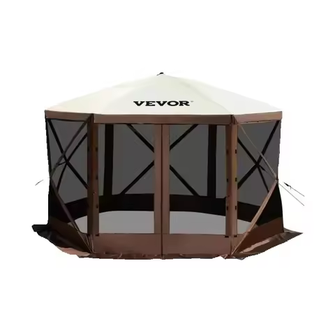 SucceBuy Pop-up Camping Gazebo Camping Canopy Shelter 6 Sided 12' x 12' / 10' x 10' Sun Shade Tents