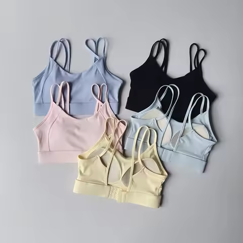 Women Adjustable Yoga Bra Breathable Sports Bra Anti-Sweat Fitness Top Shockproof Crop Top Push Up S