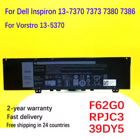 New 11.4V 38WH F62G0 Battery For Dell Inspiron 13 7386 2-in-1 5370 7370 7380 7373 Vostro 5370 RPJC3 