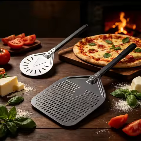 7/8/9/12inch Aluminum Metal Pizza Peel with Handle,Professional Pizza Turning Peel Pizza Spatula for