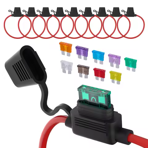 10PCS 18 AWG Inline Fuse Holder 12V ATO/ATC in Line Fuse Holder 12 Volt Waterproof with Medium Blade
