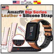 Amazfit Bip Series Leather + Silicone Strap 20mm Tali Jam For Amazfit Bip /Bip 3 /Bip 3 Pro /Bip U /