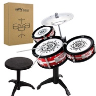 ♞,♘Children Kids Jazz Drum Set Musical Educational Instrument Toy 5 Drums Small Stool for Boys Girl