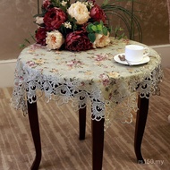] Round Table Embroidered Dining Table Rag Coffee Table Hollow Chair Cover Fabric European Lace Tabl