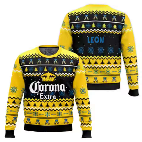Corona Extra Christmas Ugly Sweater Yellow and Black Color Trendy Items Men's Fashion Holiday Wear A