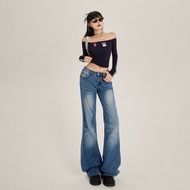 seluar jeans perempuan seluar bootcut woman jeans women Jin Yin Low-Waist Flared Pants - Retro Style