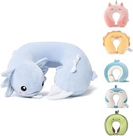 Niuniu Daddy Kids Blue Axolotl Travel Pillow Road Trip Essentials for 3-8 Y/O-Soft Memory Foam Kids Neck Pillow for Traveling Airplane Travel Essentials-Blue Axolot U-Shaped Pillow for Boys/Girls