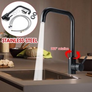 Black Stainless Steel 360 ° rotation Kitchen Faucet Kitchen Sink Water Tap Cold &amp; Hot Single Handle Tap 360 Rotation Kitchen Shower Faucet 32x22cm