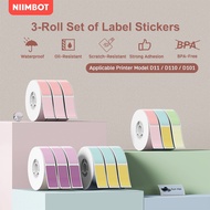 [3 Rolls] NIIMBOT D11/D110/D101 Pure color thermal label paper waterproof sticker name tag sticker