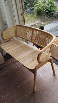 Fee Delivery Clear Stock Bench Teak Wood Rattan Bench leight 150 cm เก้าอี้ม้านั่ง ม้านั่ง เก้าอี้ไม