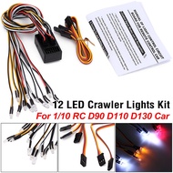 RC Car 12 LED Flash Lights Kit for 1/10 RC Crawler Accessories D90 D110 D130 Defender Hard Body Shel