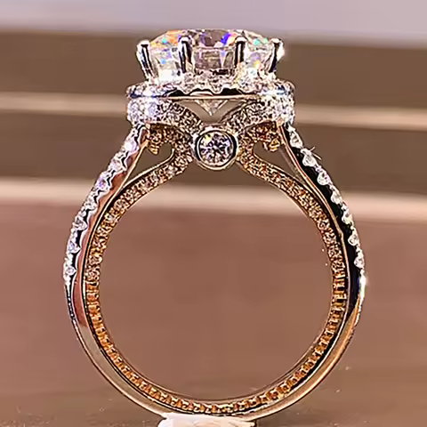 Custom Solid 18K Au750 White Gold Women Wedding Party Engagement Ring 1 2 3 4 5 Ct Round Moissanite