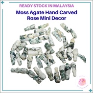 Natural Crystal Moss Agate Carved Rose Tree Agate Desktop Decor Holiday Gifts Decoration Mini Decor