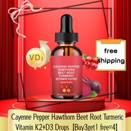 Cayenne Pepper Hawthorn Beet Root Turmeric Vitamin K2+D3 Drops 60ml