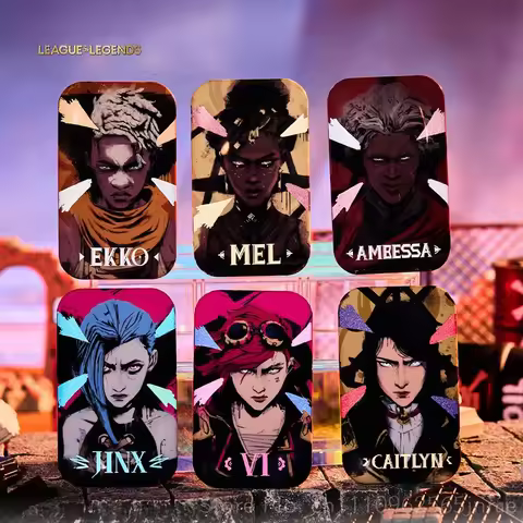 League Of Legends LOL Holographic Double Flash Badge Rectangular Arcane Series Jinx Collectible Deco