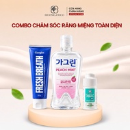 Comprehensive oral Care Combo, Denplus Care tooth whitening powder, toothpaste, Garglin mouthwash, K