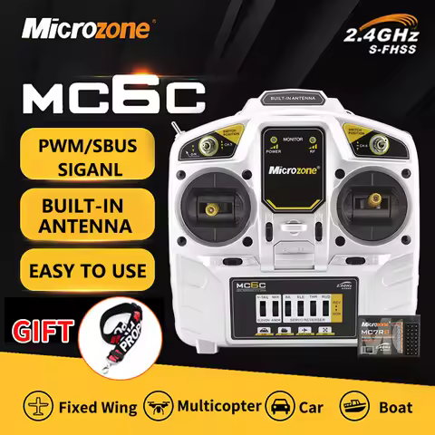 MicroZone MC6C 2.4G Controller Transmitter Receiver Radio System For SU27 RC Airplane Drone Quadcopt
