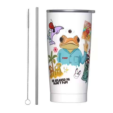 Bad Bunny DTMF Tour 2026 Tumbler Vacuum Insulated Coffee Cups Vacuum Flask Outdoor Mug Water Bottle 