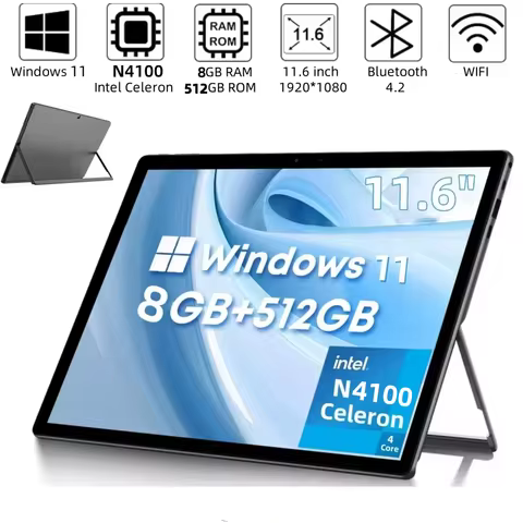 8GB RAM 512GB ROM 11.6 INCH Windows 11 Tablets PC With Keyboard Intel Celeron N4100 Type-C 2 x USB 3