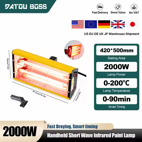 DATOUBOSS Handheld Short-Wave Infrared Paint Lamp 2000W Smart Timer 0-90min Paint Curing Lamp for Dr