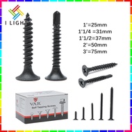 （Fast delivery）1box(900Pcs) Wood/Metal Black Screw Wood/Metal 1'~3'inch flat head Screws