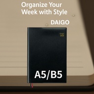 Daigo Weekly Planner 2026 - A5 & B5 Sizes, Left Orientation, Black, Starts September 2025