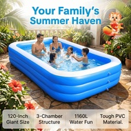 Inflatable Swimming Pool Kids Swimming Pool Baby Swimming Pool Air Pump Family Size Swimming Inflata