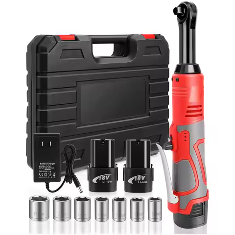 18V Extended Cordless Ratchet Wrench 3/8 Electric Wrenches Set 45 ft-lbs (60 N.m) 400RPM Power,2 Bat