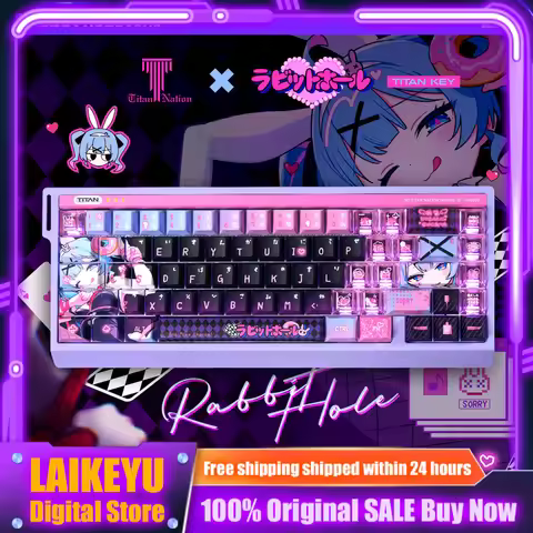 Rabbit Hole Theme Anime Keycaps Mechanical Keyboard Cherry Side Transparent Keycaps PBT+PC Custom Ke