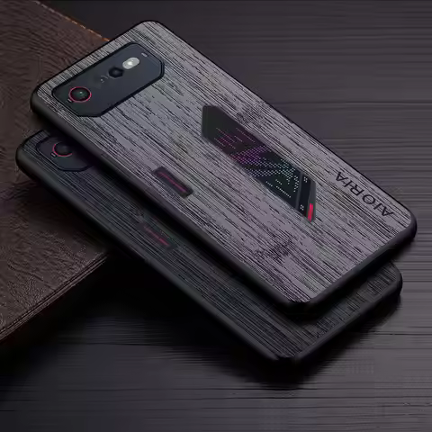 Case for Asus ROG Phone 6 funda bamboo wood pattern Leather phone cover Luxury coque for Asus ROG Ph