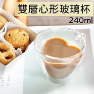 其他品牌 - 雙層心形玻璃杯可帶把隔熱水杯桃心杯玻璃咖啡杯