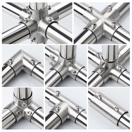 C. c. Stainless Steel Pipe Connector Round Pipe Fixing Fittings Drying Rack Accessories 19/25/32 Elb