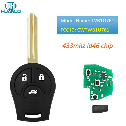 OHHUANUO 3 Button Remote Control Key for-Nissan Pulse Scala Micra K13 Juke 2010-2014 433Mhz ID46 Chi