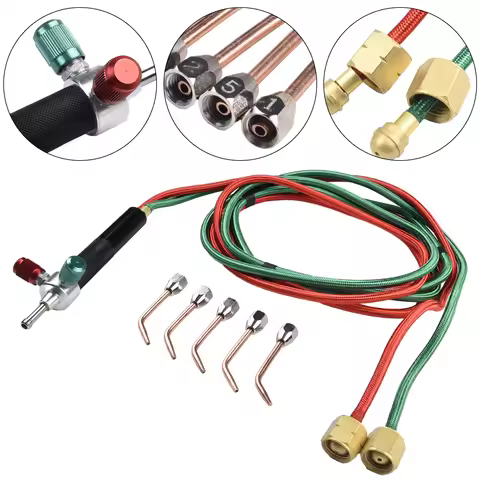 Mini Gas Welding Cutting Oxy Oxygen Acetylene Torch Kit Welder Tool + 5 Nozzles Electronics Repair A
