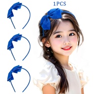 1Pc Blue Bows Hairbands Simple Style Hairbands for Kids Girl Solid Color Hair Accessories Kids Girl