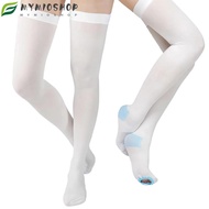 MIOSHOP 1 Pair Anti Embolism Compression Stockings, White with Inspect Toe Hole TED Hose Socks,  Com