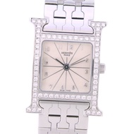 【日本直送】愛馬仕 HERMES H-Watch 腕錶 錶圈鑽石款 HH1.230 不鏽鋼 銀色 石英機芯 銀色錶盤【二手】