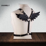 channelly Angel Wing Faux Leather Adjustable Harness Waist Shoulder Bondage Halterneck